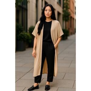 Women’s Boho Rayon open  Kimono Duster One Size Beige